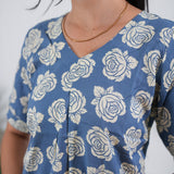 Powder blue roses cotton sleep wear