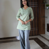 Pastel green cotton short kurti