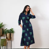 Ira cotton v neck gathered dress-Royal elephant