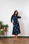 Ira cotton v neck gathered dress-Royal elephant