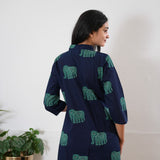 Ira cotton v neck gathered dress-Royal elephant
