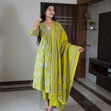 Lime yellow cotton suit set