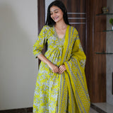 Lime yellow cotton suit set