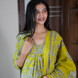 Lime yellow cotton suit set