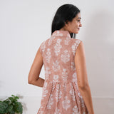 Beige cotton maternity nursing shirt dress(attached sleeves)