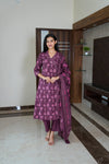 Violet angrakha cotton suit set