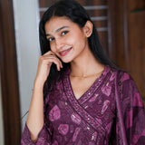Violet angrakha cotton suit set