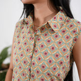 Blue diamond cotton maternity nursing shirt dress(attached sleeves)