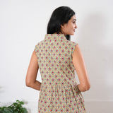 Blue diamond cotton maternity nursing shirt dress(attached sleeves)