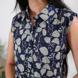 Royal blue cotton maternity nursing shirt dress(attached sleeves)