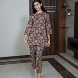 Purple and blue cotton lounge-sleep wear