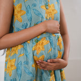 Aqua cotton maternity nursing shirt dress(attached sleeves)