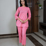Hot pink floral cotton lounge-sleep wear
