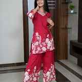 Ruby red floral co-ords set