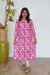 Pink floral pintex cotton kurti