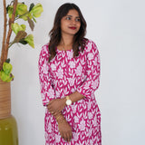 Pink floral pintex cotton kurti