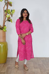 Pink pintex cotton kurti
