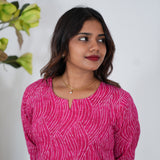 Pink pintex cotton kurti