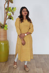 Mustard parrot pintex cotton kurti