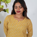 Mustard parrot pintex cotton kurti