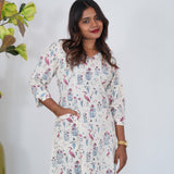 Pink bird cotton kurti