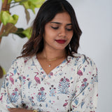 Pink bird cotton kurti