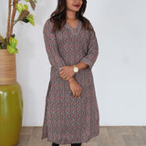 Black with red ajrakh cotton kurti
