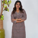 Black with red ajrakh cotton kurti