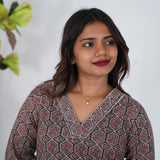 Black with red ajrakh cotton kurti