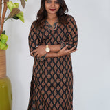 Black ajrakh cotton kurti