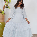 Powder blue georgette maxi dress