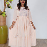 Peach garden georgette midi dress