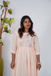 Peach garden georgette midi dress