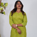 Lime green pintex cotton kurti