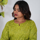 Lime green pintex cotton kurti
