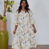 Yellow bird cotton kurti