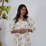 Yellow bird cotton kurti