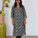 Navy blue ajrakh cotton kurti