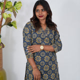 Navy blue ajrakh cotton kurti