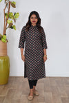 Black with red roses cotton kurti