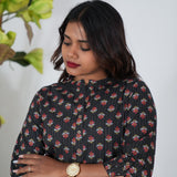 Black with red roses cotton kurti