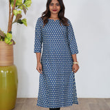 Navy blue parrot pintex cotton kurti
