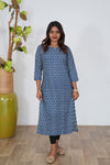 Navy blue parrot pintex cotton kurti