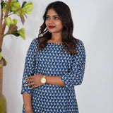 Navy blue parrot pintex cotton kurti