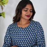 Navy blue parrot pintex cotton kurti