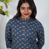 Navy blue roses cotton kurti