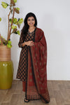 Black ajrakh cotton suit set