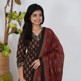 Black ajrakh cotton suit set