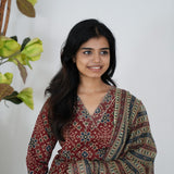 Deep maroon ajrakh cotton suit set