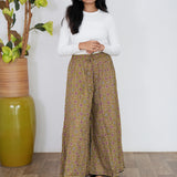 Mustard with red printed cotton palazzo